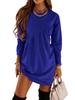 Autumn/Winter Women's Solid Color Long Sleeve Irregular Neck T-shirt Dress