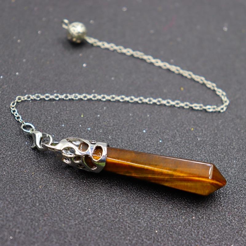 1 pz Pendolo Esagonale in Pietra Naturale per Radiestesia Wicca Pilastro di Cristallo Appuntito Pendoli Semplici Pendolo Reiki Amuleto