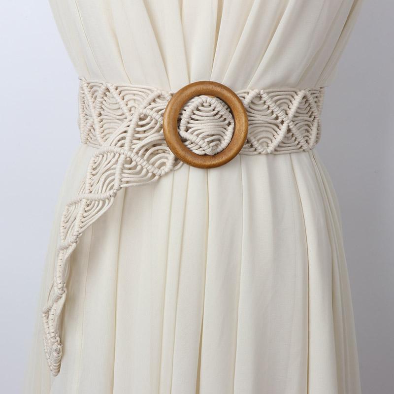 1 stuks Vintage Taille Riem; Brede Boheemse Decoratie; Veelzijdige jurk; Mode Vetersluiting Riem voor Dames; Geschikt voor Dagelijks. 105CM gray