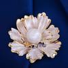 Peony Corsage Pin Brooch for Women Adorned with Rhinestones and Imitation Pearls Perfect for Wedding Party Office