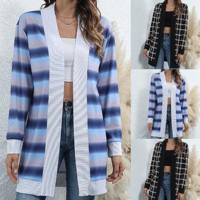 Women's Fashion  And Winter Long-Sleeved Printed Knitted Cardigan Jacket