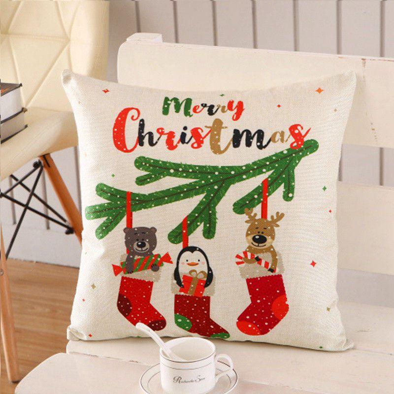 Elegant Christmas Pillow Case Glitter Cotton Linen Sofa Throw Cushion Cover For Home Decor
