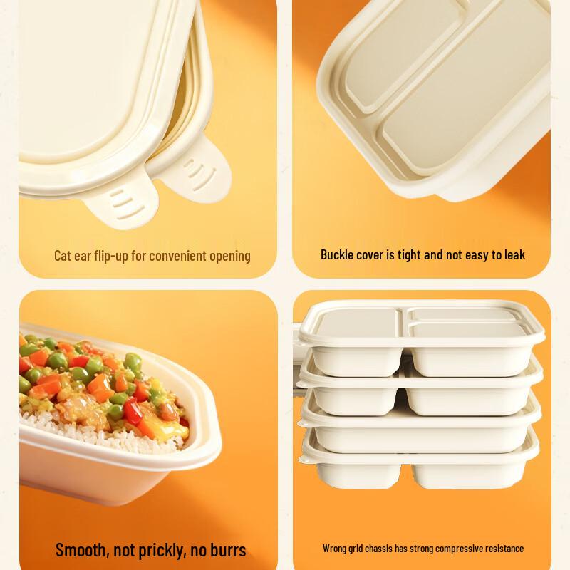 Biologisch abbaubare Einweg-Lunchbox mit 6 Fächern aus Maisstärke