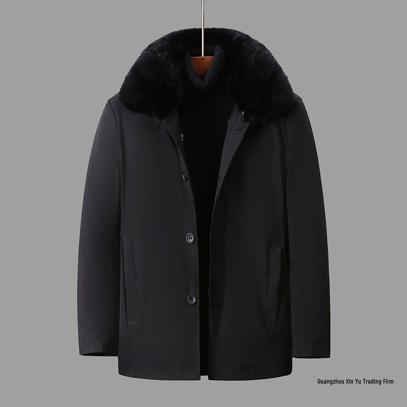 Men's Winter Cotton-Padded Jacket: Fleece-Lined, Thickened, Ideal for Middle-Aged & Elderly