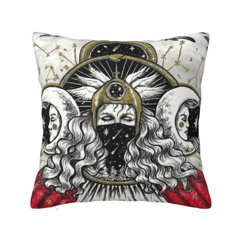Custom Nordic Pentagram Pentacle Cushion Cover for Sofa Soft Triple Moon Goddess Pagan Wiccan Throw Pillow Case Home Decor