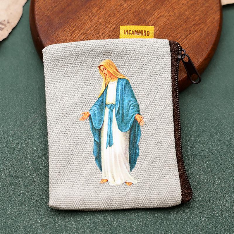 9x7cm Virgin Mary Jesus Prayer Rosary Bag Religious Jewelry Storage Box Prayer Beads Rosary Box Christian Gifts