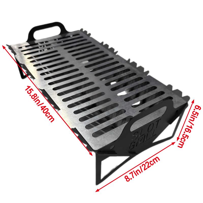 Slot Grill, Collapsible Bbq Grill For Easy Storage, Steel Portable Folding Charcoal And Wood Fuel Barbecue Rack