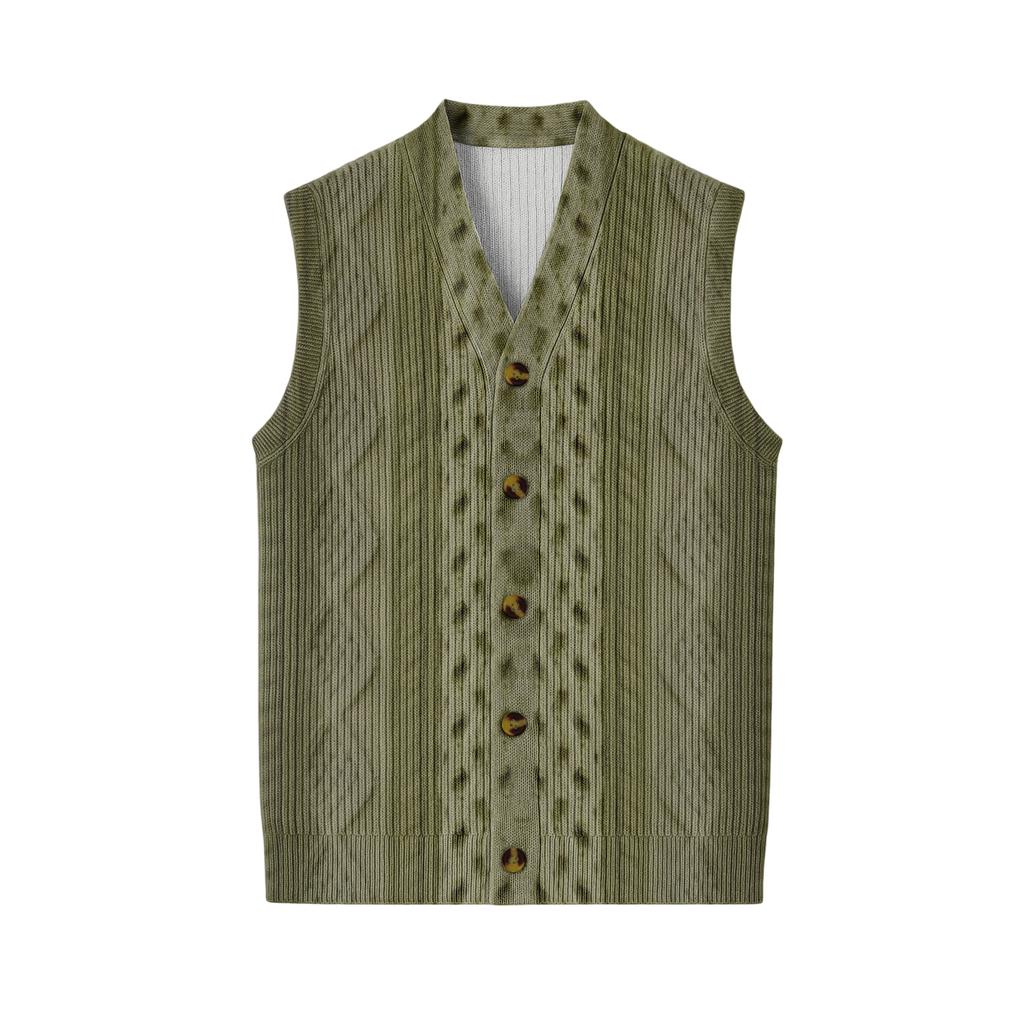 Men's V-Neck Sleeveless Knit Cardigan Vest