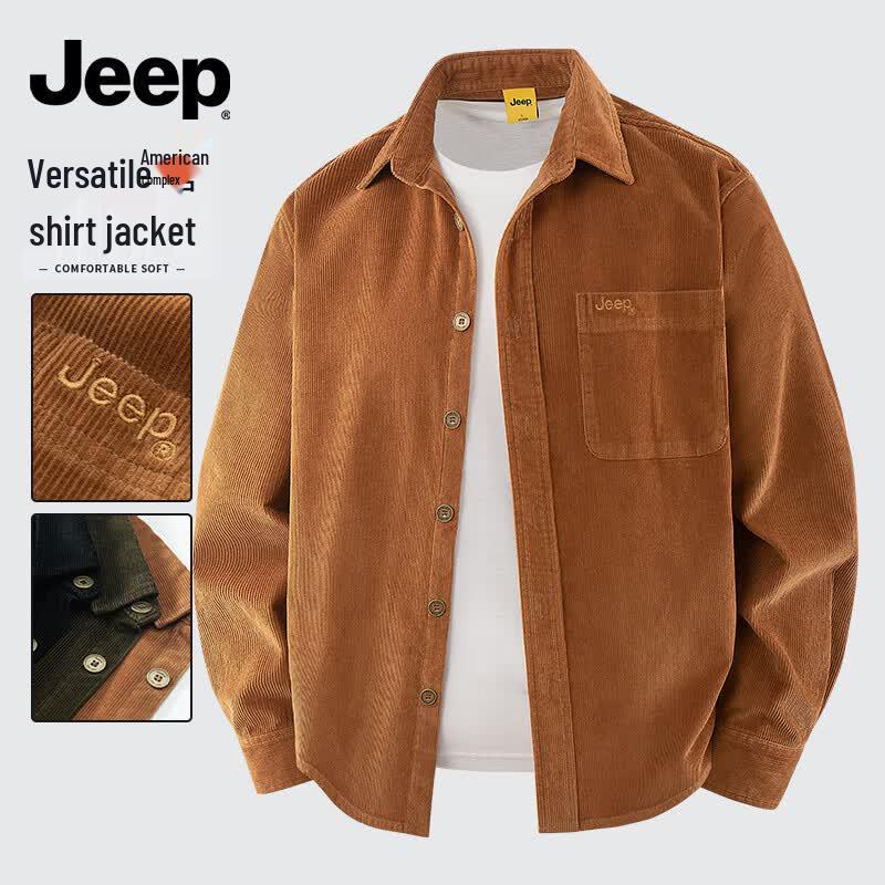 JEEP Men s Pure Cotton Long Sleeve Casual Shirt 4XL