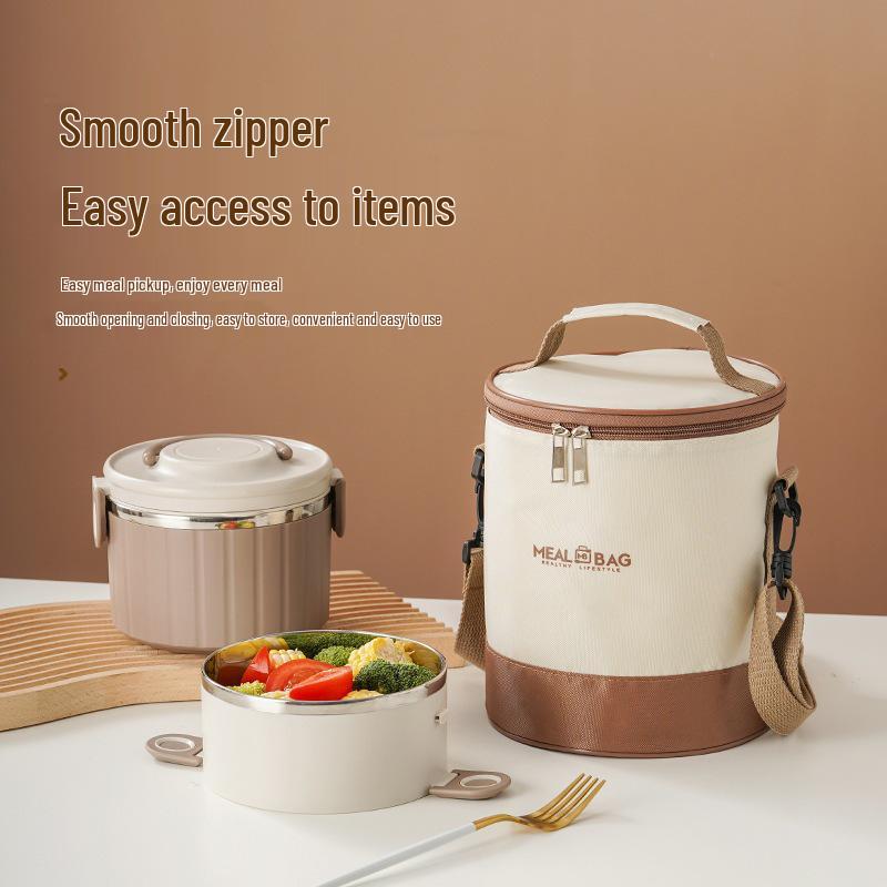 Insulated Round Lunch Bag for Office Workers - Waterproof & Thick Aluminum Foil