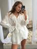 Spring Autumn French Sweet Loose Ruffles Lace Collar Two Piece Set Women's Outfit