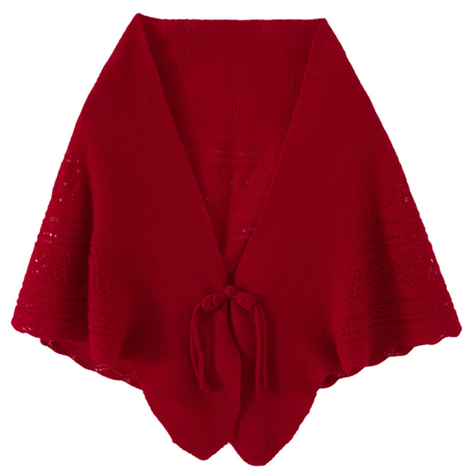 

Женская модная кашемировая шаль с ажурной вязкой, шарф на пуговице в западном стиле для тепла, маленькая накидка One Size винный