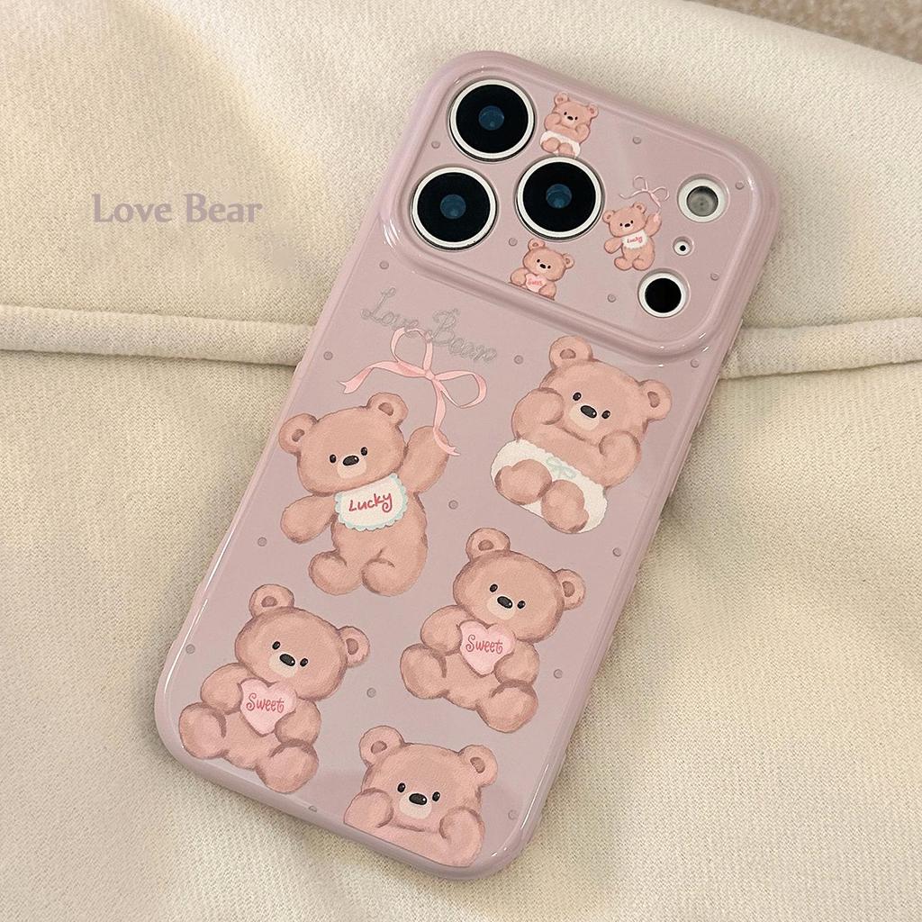 Husă de telefon cu ursuleț drăguț de desene animate pentru iPhone 17 și iPhone 17 Pro Max