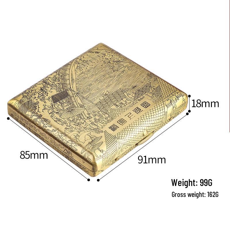 Double Gun Qingming Shanghe Tu 20-Capacity Cigarette Case - Personalized, Portable, Moisture-Proof Men's Gift Box