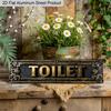 2D Flat 1pc Gothic Luxury Aluminum Toilet Sign "TOILET" with Ornate Gold Frame & Black Background 15.7x3.94 Inch, Vintage Victorian Metal Wall Plaque
