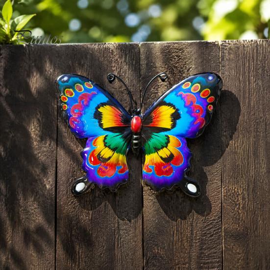 Outdoor Hanging Art Metal Butterfly Wall Decorations, Sculpture Decor, Iron Easy Installation Decor Indoor for Living Room Bedroom Garden Patio Fence