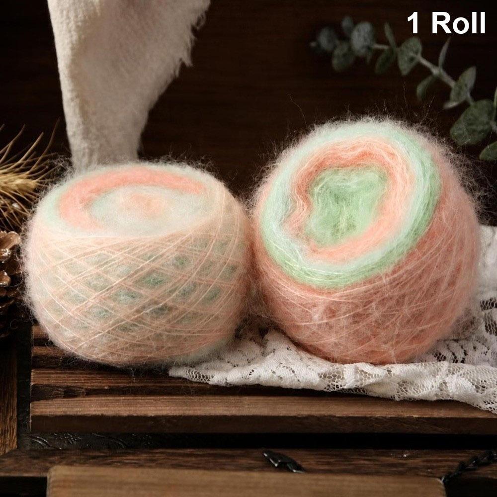 50G Gradient Color Rainbow Mohair Yarn Organic Cotton Blend Soft Texture Crochet Yarn 50g Weight Fine Hollow Hollow Yarn