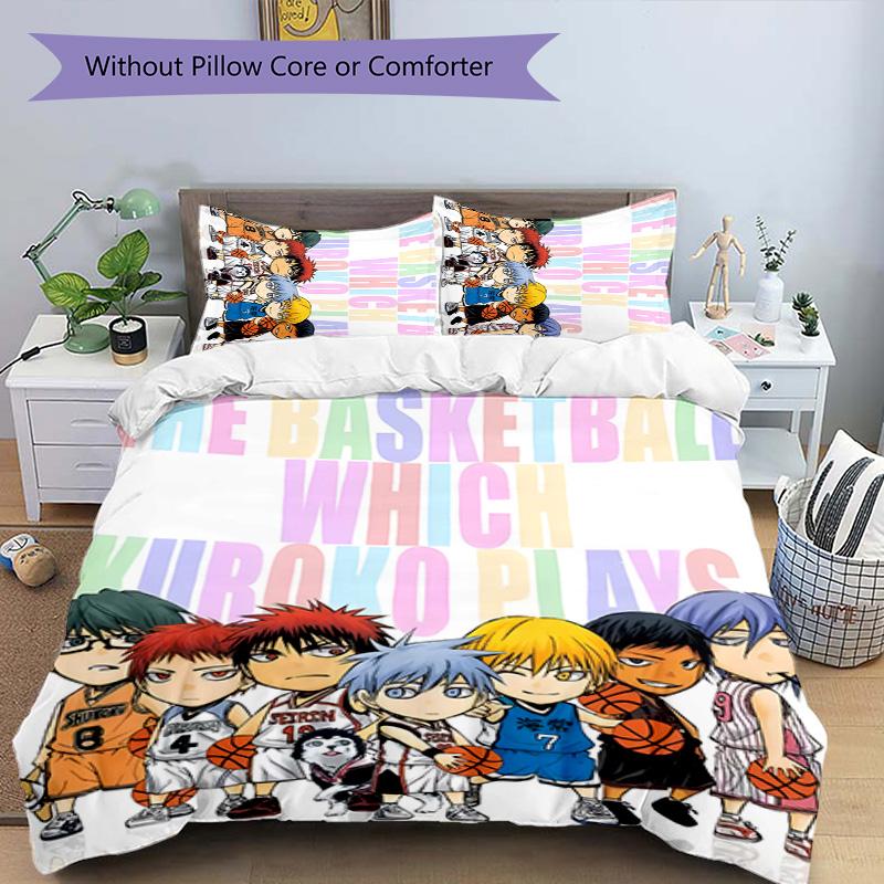 3pcs Kuroko's Basketball Design Cover Set - HD Printed Bedding with 1 Cover and 2 Pillowcases - Perfect for Home and Dorm Decor