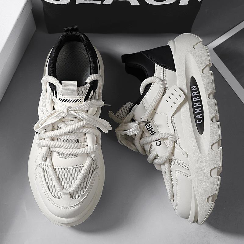 Sports and leisure shoes men's spring and summer mesh men's shoes breathable and versatile thick-soled height-increasing shoes student