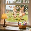 Easter Window Stickers, Creative Cute Floral Bunny Eggs Decor, Static Cling Glass Decals for Bedroom Living Room Holiday Decoration