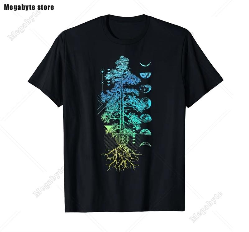 Classic Tree of Life Yin Yang Design T-Shirt Man's T-shirt Leisure T Shirt Kawaii Men Clothing Cotton Beach Short Sleeve