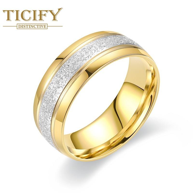 Новый продукт Кольца из титановой стали Европейская и американская мода Вегетарианские стержни Матовое двухцветное мужское кольцо 6 золотой