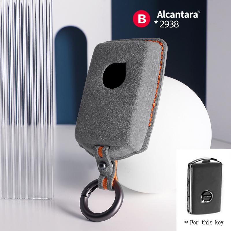 Interior Mouldings Alcantara For Volvo S90 S60 XC60 XC40 V60 V90 Car Key Case Holder Cover Shell Suede Keychain Remote Protector