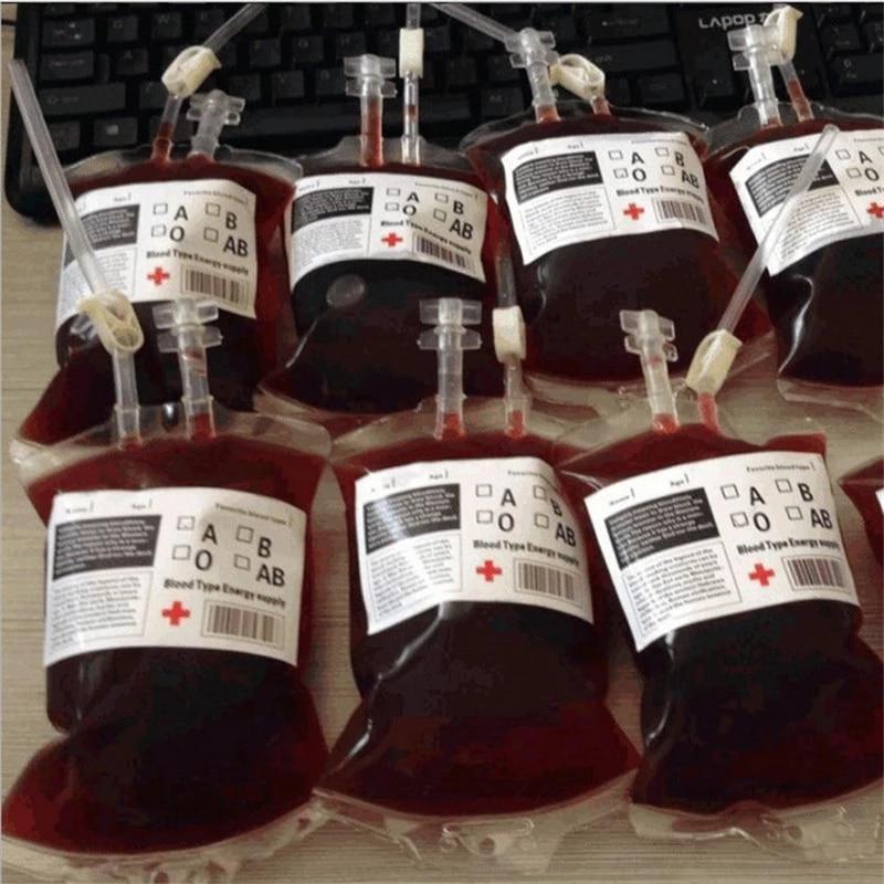 3Pcs PVC Vampire Blood Bags 400ml Reusable Juice Energy Drink Bag Pouch Halloween Party Cosplay Decoration Supplies Scary Props
