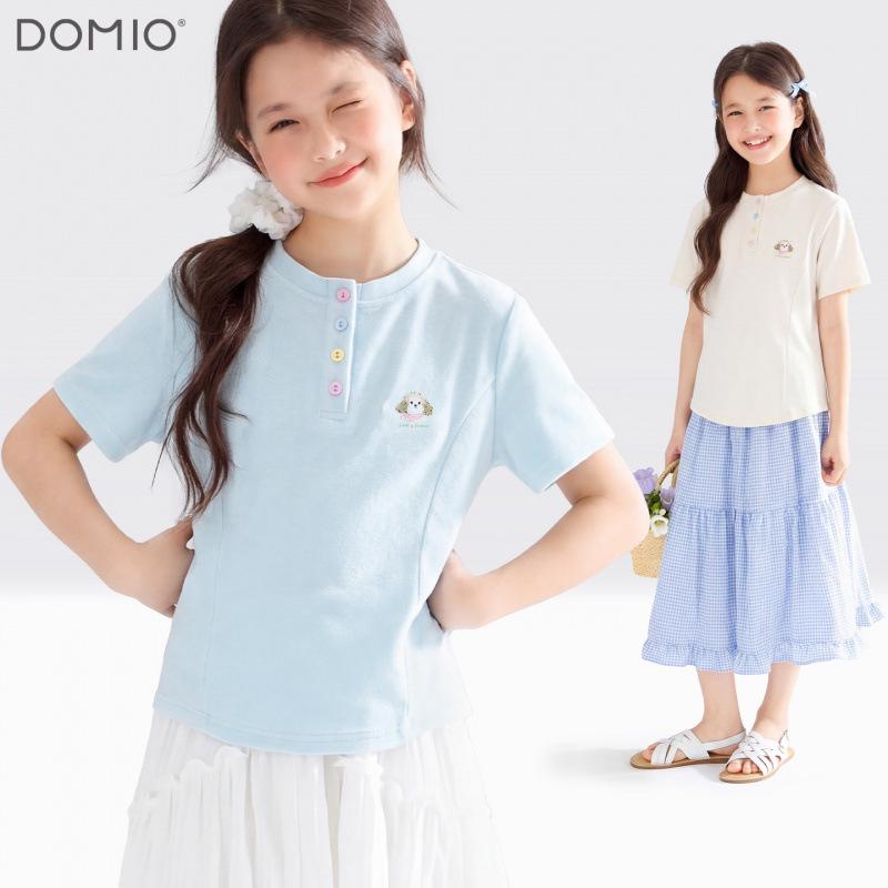 Girls' Short-Sleeve Summer Loose Base Layer T-Shirt for Medium and Large Children & Teens