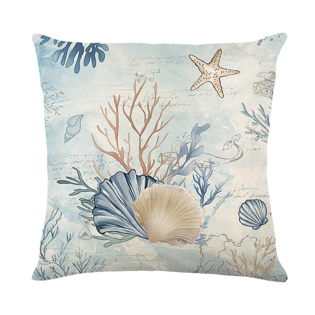 Plush Pillow Case Ocean Themed Linen Cushion Cover Perfect For Summer Home Decoration And Sofa Use