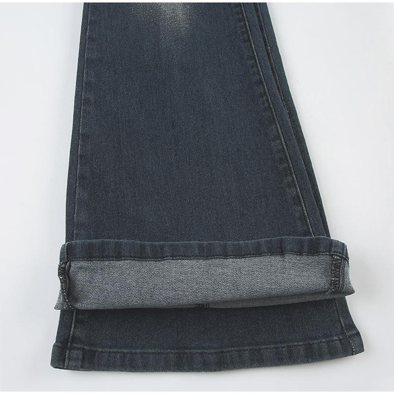 Vintage Y2k Flared Jeans Retro Button-up Middle Waist Casual Denim Pants Harajuku 2000s Basic Aesthetic Cotton Trousers 2025 Spring Autumn