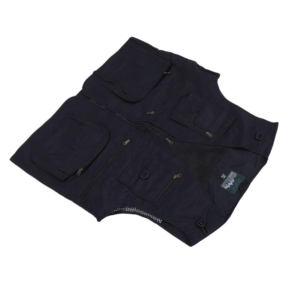 Gilet da Pesca Asciugatura Rapida Multi Tasche Rete Traspirante Safari Foto Cargo Vest per Escursionismo Campeggio