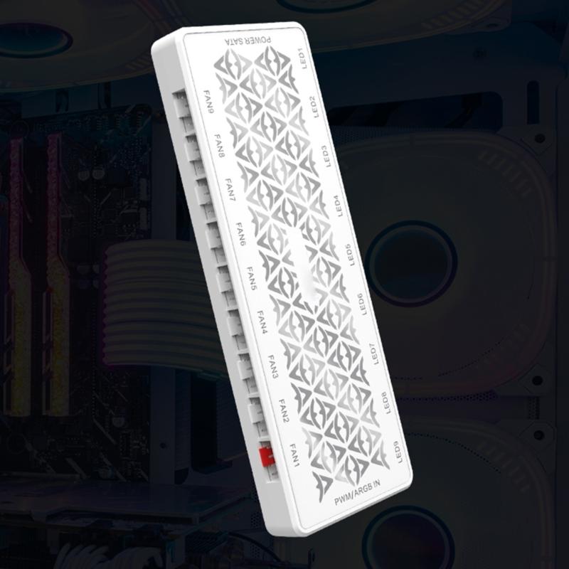 1 To 9 Ports 2 in 1 ARGB + PWM Fan HUB 5V 3Pin ARGB Chassis Fan Controller Expansion Adapter