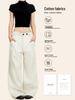 Yongfang Unisex Casual Linen Wide-Leg Straight Trousers