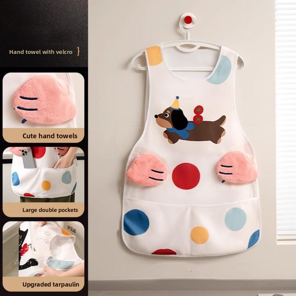 Cartoon Waterproof Apron Polyester Cooking Vest Apron Practical Oil Proof Apron  Apartment
