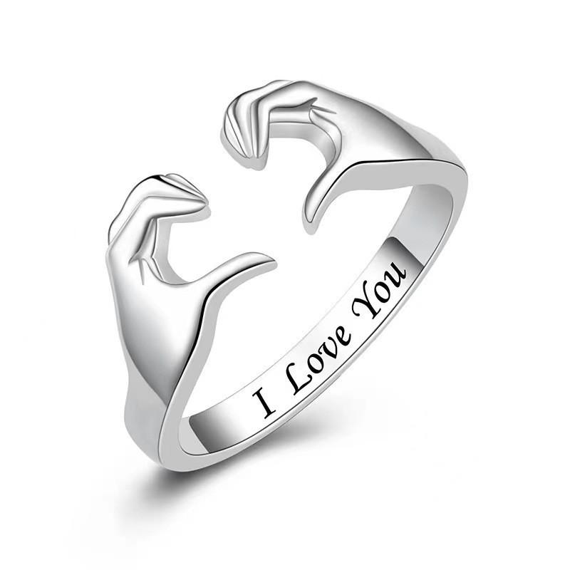 European and American Romantic Hands Than Heart Ring Ins Personalized Design Love Gesture Couple Fashion Internet Celebrity Jewelry
