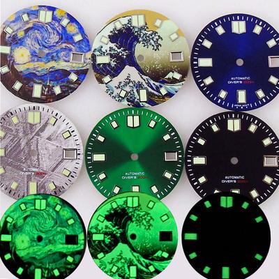 29mm Schwarz Grün Blaues Zifferblatt Für Japan NH35A NH36A Uhrwerk Grüne Leuchtende Markierungen Teile Zubehör Reparaturwerkzeug