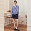 Elegant Tie-Embroidered Plaid Blouse