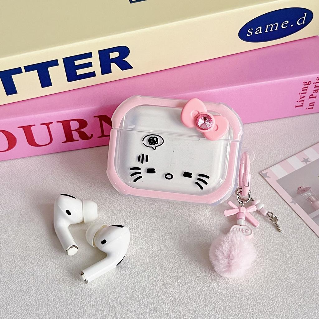 Ins Cute KT Cat Suitable for Airpodspro1 Protective Case, Four Corners Anti-drop Apple Bluetooth Headset Case 1/1st Generation