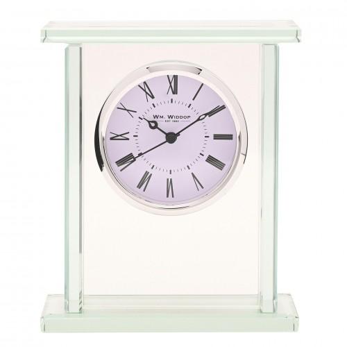 Wm.Widdop Glass Silver Bezel Mantel Clock colore bianco trasparente