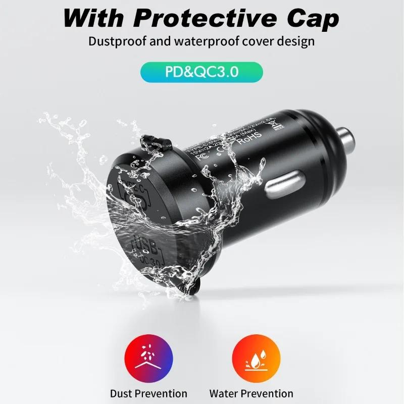 Upgraded 60W USB C Car Charger Quick Charge 3.0 PD USB FCP SCP for IPhone Xiaomi Samsung Fast Charging Car Phone Charger