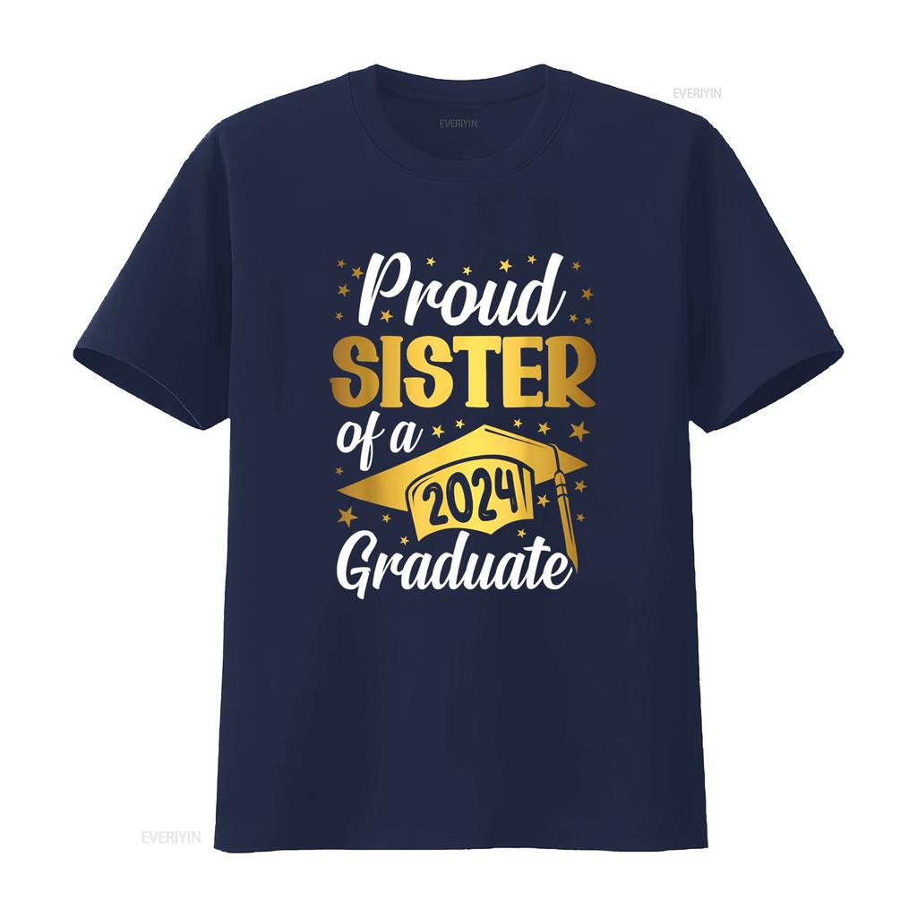 Stolze Schwester Eines Absolventen Jahrgang 2024 Abschlussklasse T-Shirt vintage Gewaschen Streetwear Top Für Den Täglichen Gebrauch Grafik Dehnbar