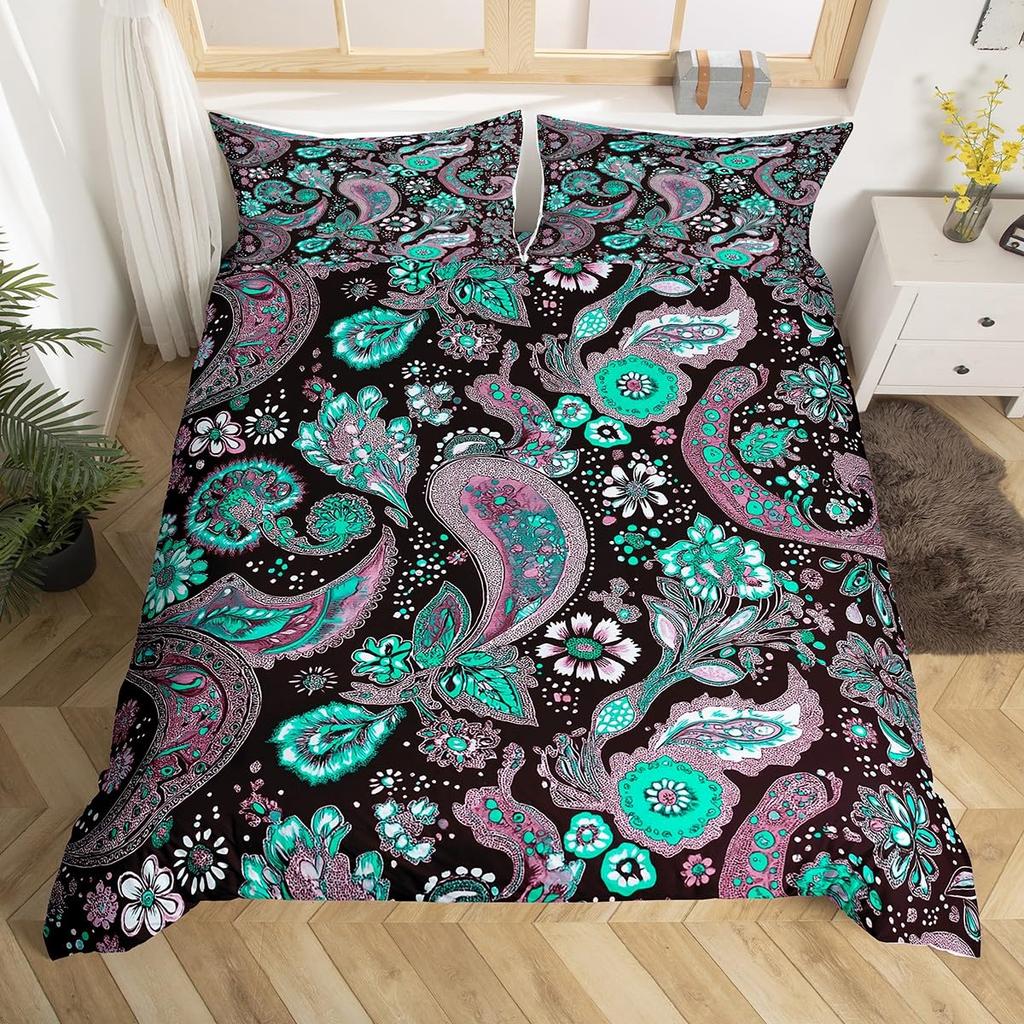 Paisley Dekbedovertrek Western Boho Bloemen Beddengoed Set Vintage Exotische Dekbedhoes voor Jongens Meisjes Slaapkamer Decoratie Tribale Bedhoes