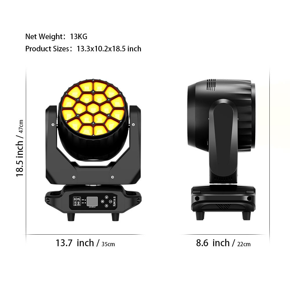 US Stock Free Shipping 19x20w 4 In 1 RGBW Bee Eye Moving Head CTO AUTO MANUAL MODE Stage Lighting for Disco Party Club