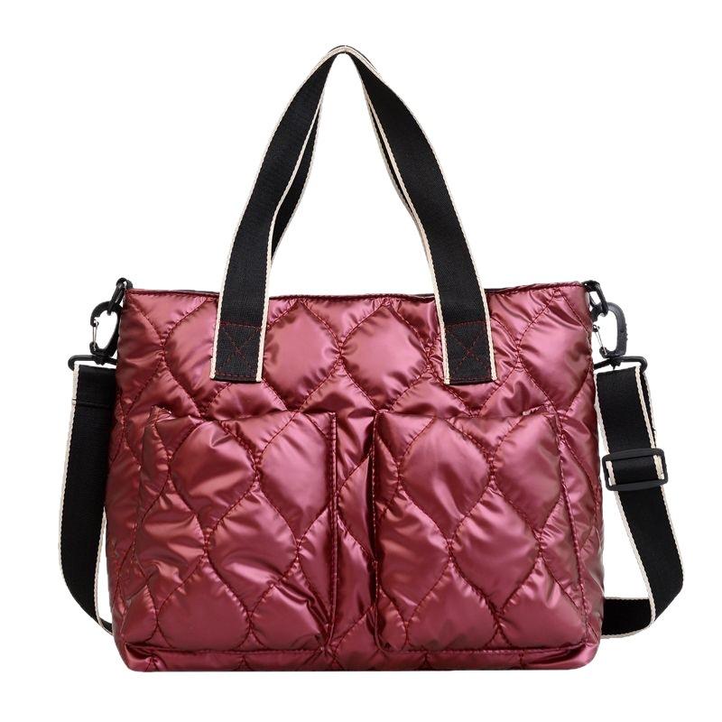 

New Sewn Down Cotton Bag and Retro Diamond-shaped Single-shoulder Handbag бордовий