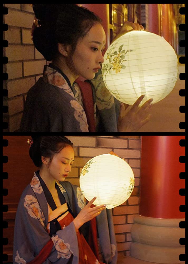 Obon Festivalová lucerna, LED světlo, vzor lokvátu a lotosu, pro festivaly, svatyně, chrámy a další. Led světla. Ideální pro dívky a ženy.