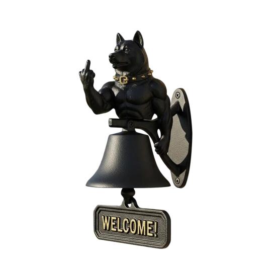 Middle Finger Muscle Dog Doorbell Vintage Puppy Welcome Door Bell Home Office Entrance Decorative Bell Pet Lover Gift
