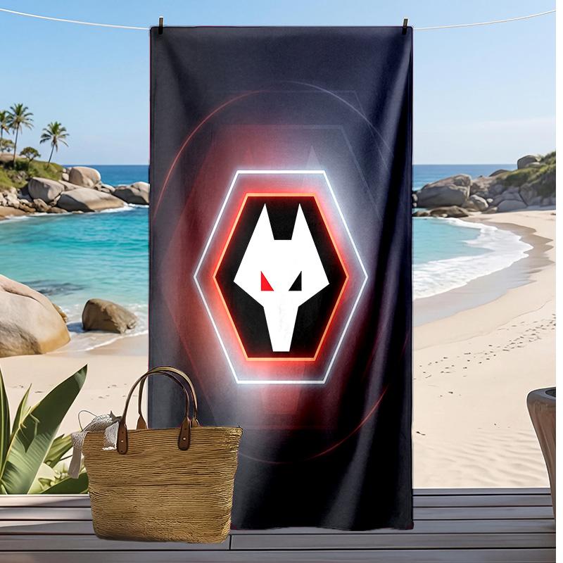 Asciugamano da Spiaggia Stampa Calcio Wolverhampton Wanderers, Asciugamano Grande Morbido Asciugatura Rapida per Spiaggia Campeggio Nuoto