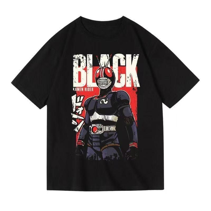 

Японская футболка с принтом Kamen Rider Black, летняя, свободного кроя, с коротким рукавом, мужская и женская уличная футболка 4XL
