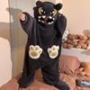 Damen Fleece-gefütterte Halloween-Pyjamas - Einteiler Cartoon-Kürbis-Design für Herbst/Winter Hauskleidung oder Outdoor-Bekleidung